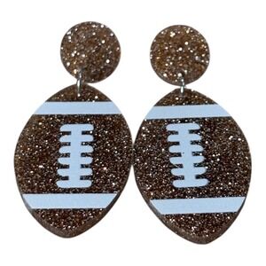 Football Earrings Glitter Dangle Drop‎ Earrings Game Day Jewelry New